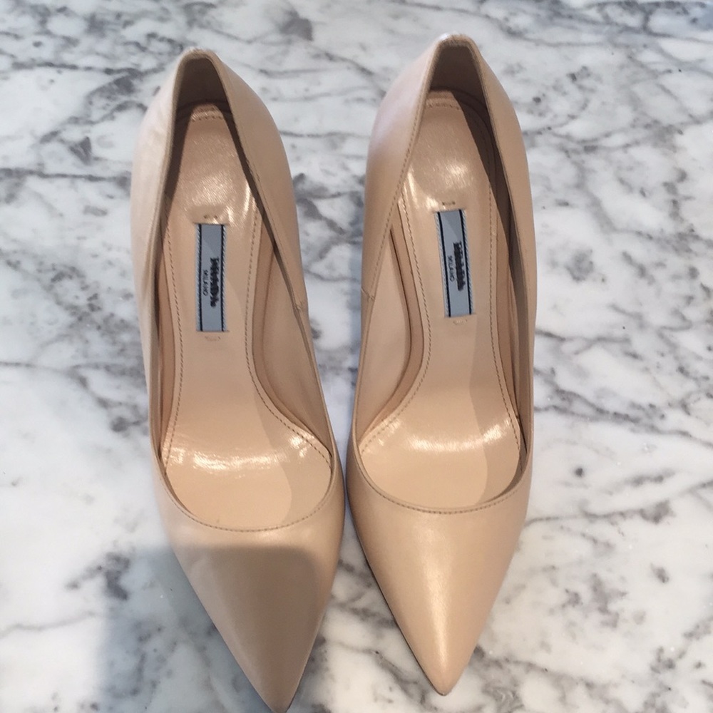 Prada 4" pumps. Nude.